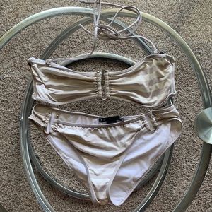 Armani Exchange Gray Striped Bikini Size Small